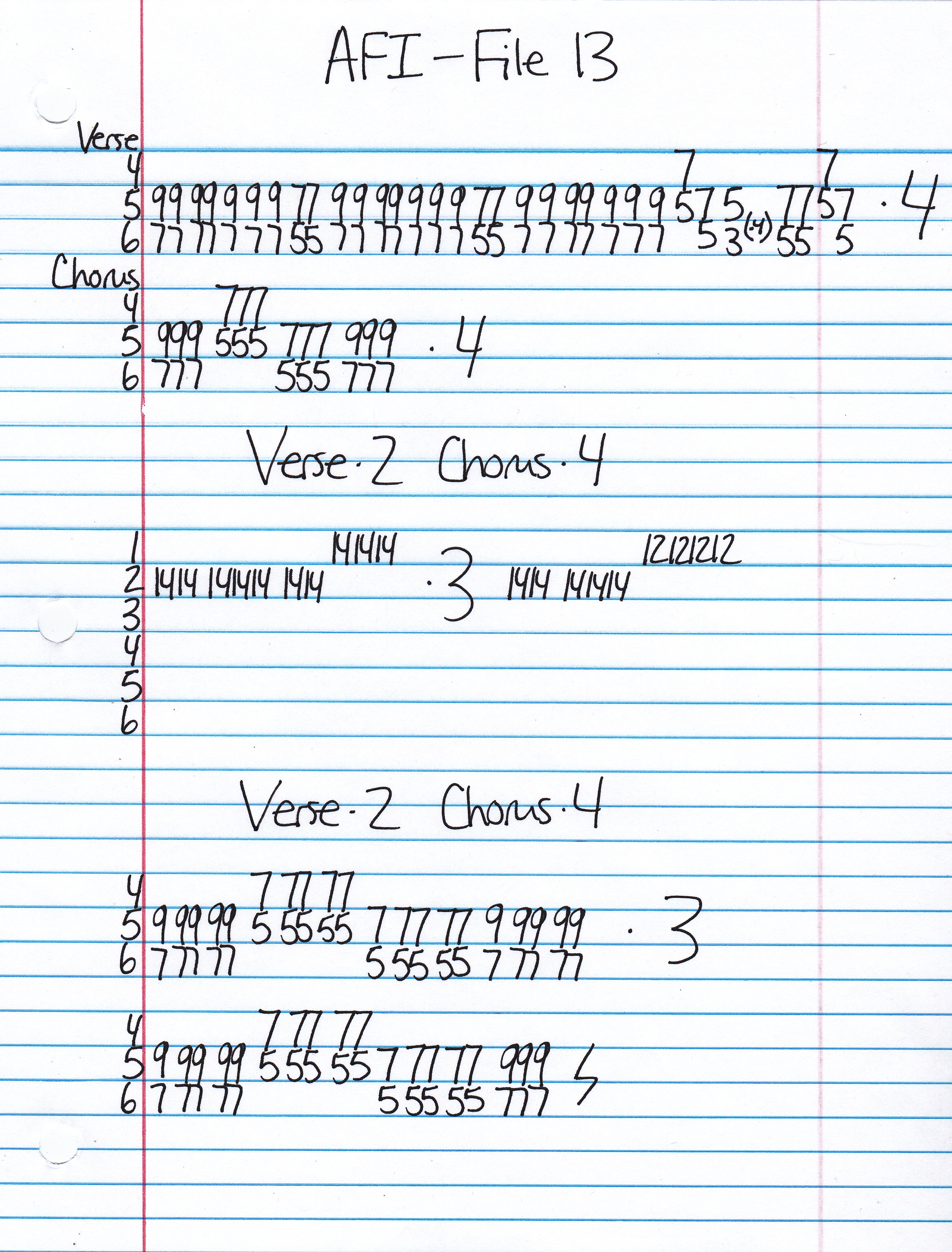 High quality guitar tab for File 13 by AFI off of the album Very Proud Of Ya. ***Complete and accurate guitar tab!***